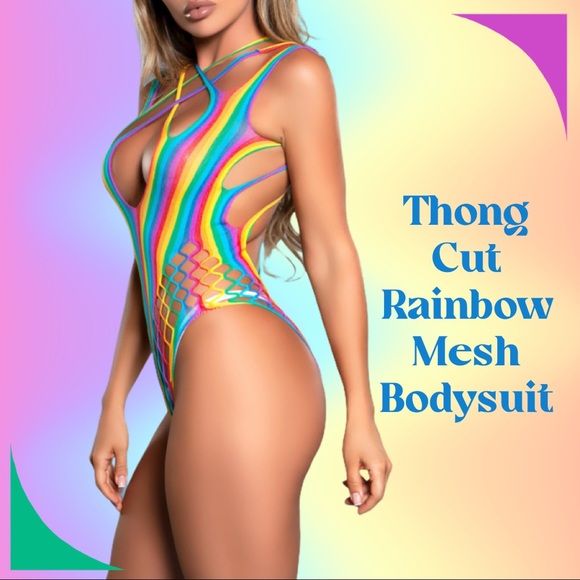 Over the Rainbow Criss Cross Fishnet Thong Cut NWT - Picture 4 of 7